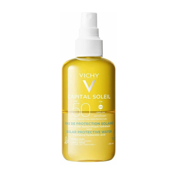 Vichy Capital Soleil SPF50 Hydrating Sun Protection Water Spray - 200ml — واقي شمس SPF 50+ مرطب بخاخ ٢٠٠ مل