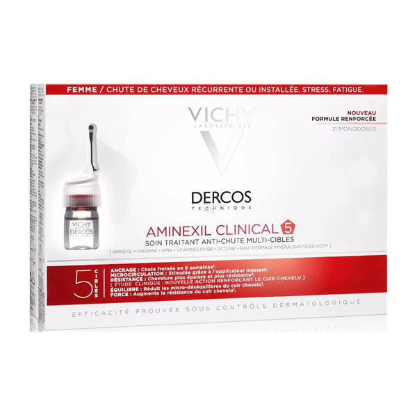 Vichy Dercos Aminexil Clinical 5 Women Anti-Hair Loss - 21 Monodoses — سيروم شعر أمينكسيل ضد تساقط الشعر للنساء ٢١ أمبول