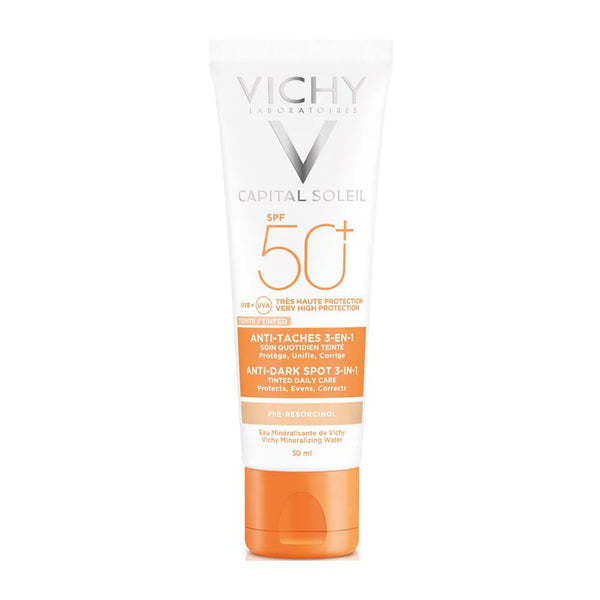 Vichy IDEAL SOLEIL 3-in-1 Tinted Anti-Dark Spots Care SPF50+ 50ml — واقي شمس SPF 50+ للبقع الداكنة ملوّن ٥٠ مل