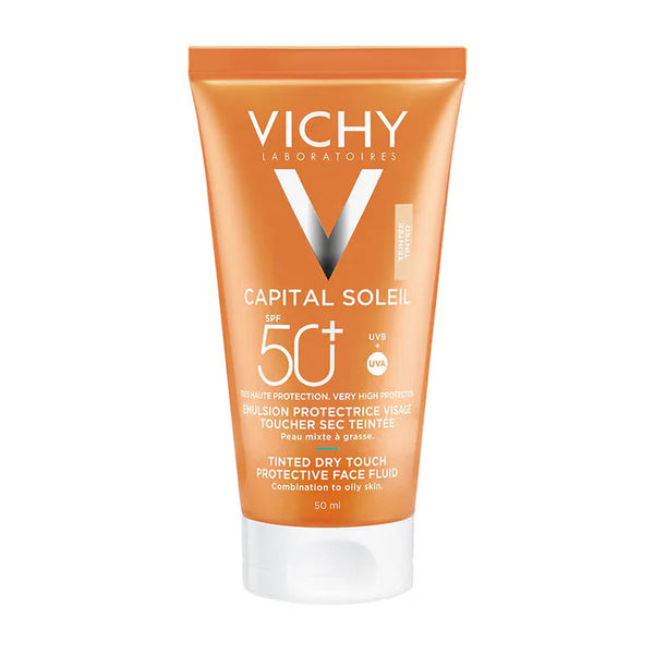 Vichy Capital Soleil Anti Brillance Mattifying Tinted Sunscreen Fluied SPF 50+ - 50ml — واقي شمس SPF 50+ بلمسة مطفية ملوّن ٥٠ مل