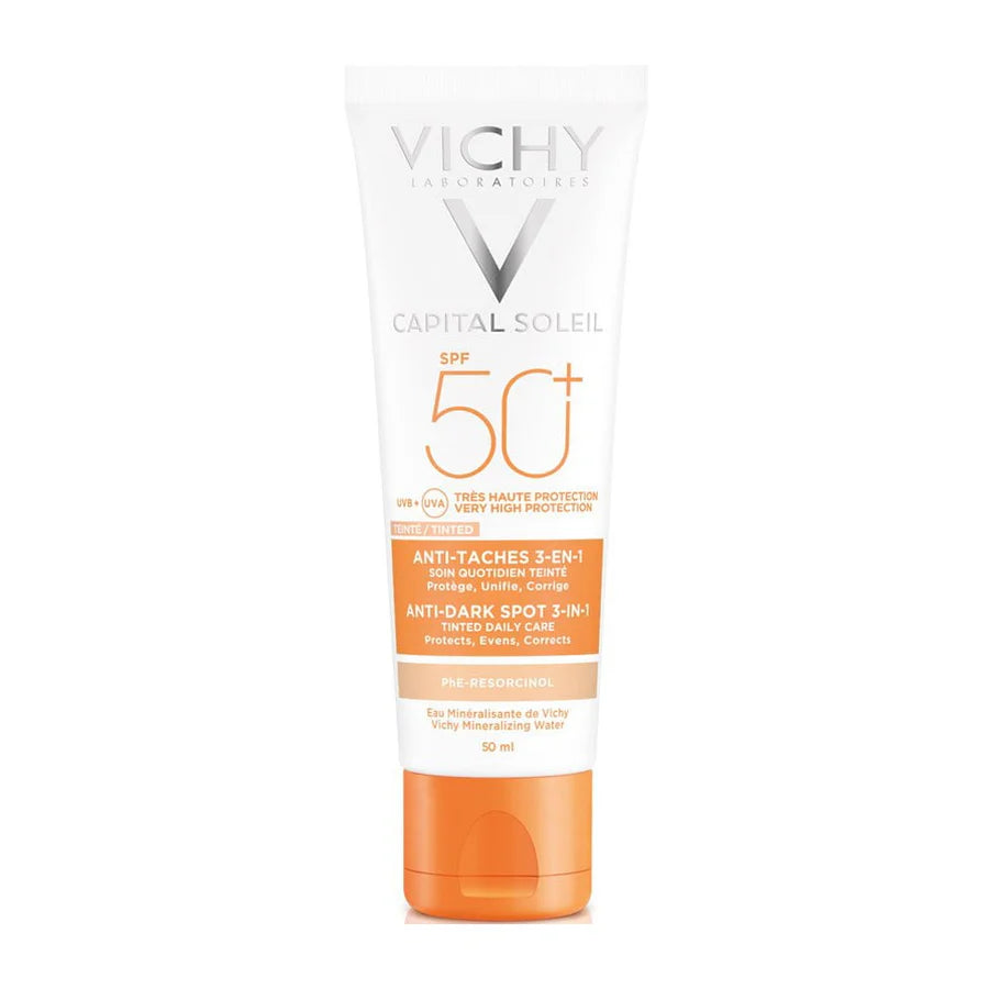 Vichy IDEAL SOLEIL 3-in-1 Tinted Anti-Dark Spots Care SPF50+ 50ml — واقي شمس SPF 50+ للبقع الداكنة ملوّن ٥٠ مل