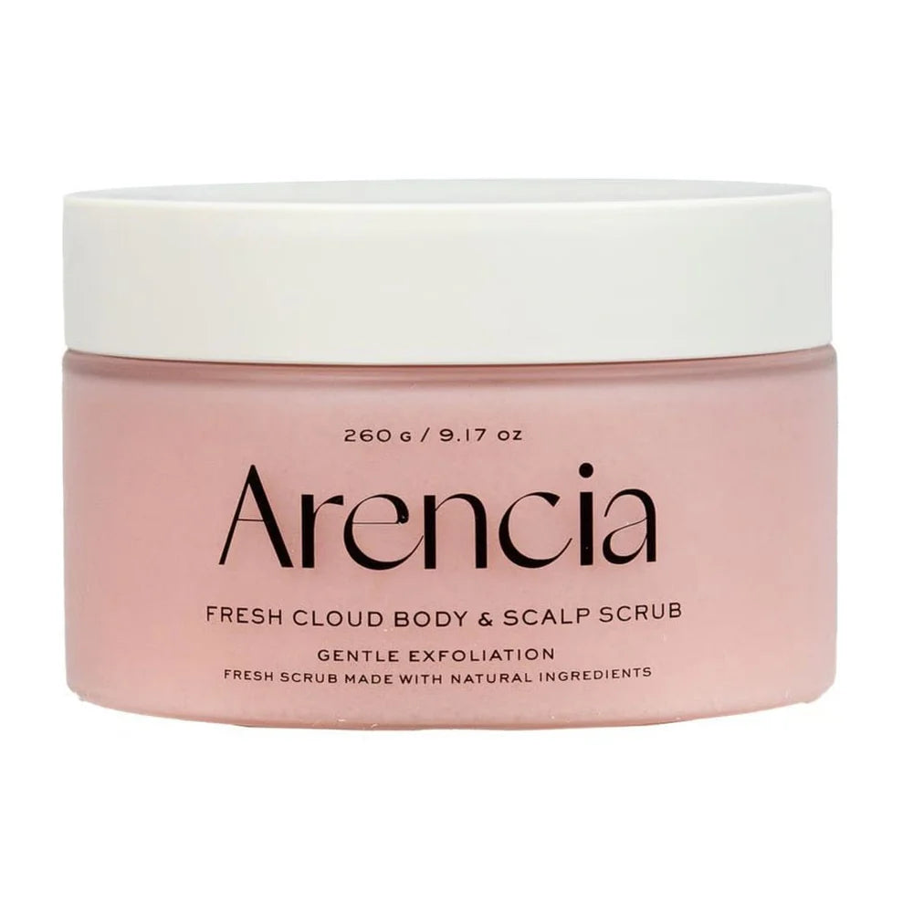 Arencia Fresh Cloud Sea Salt Body & Scalp Scrub Lavender and Pear - 260gm — مقشر للجسم وفروة الرأس ملح البحر باللافندر والكمثرى ٢٦٠ جم